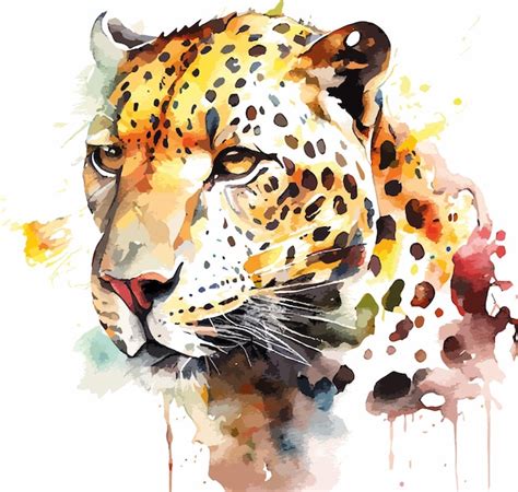 Vecteur Aquarelle Jaguar Et L Opard Illustrateur Vecteur Premium