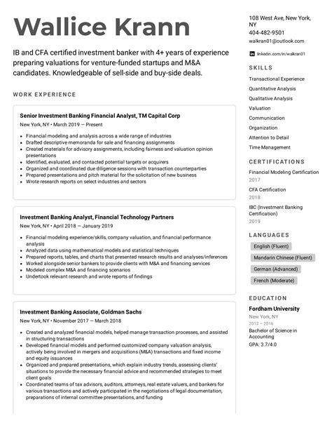 Investment Banker Resume Example And Writing Tips For 2022