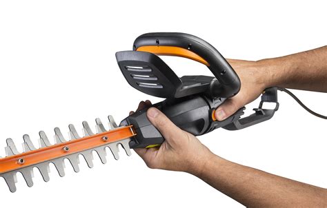 New Worx Inch Electric Hedge Trimmer Features Rotating Cutting Head