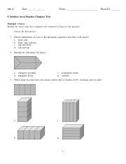 5 Surface Area Practice Chapter Test Pdf Date ID A Name Block