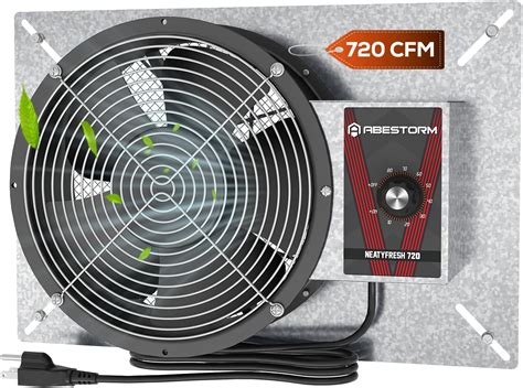 Abestorm 720CFM High Air Flow Crawlspace Ventilation Fan IP55 Rated 10