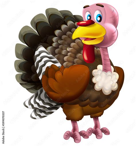 Cartoon funny cheerful turkey isolated illustration for children Stock ...