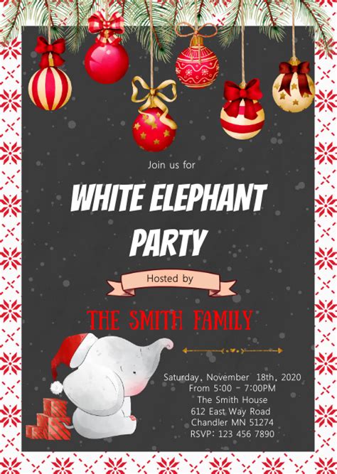 White Elephant Party Invitation Template Portal Tutorials