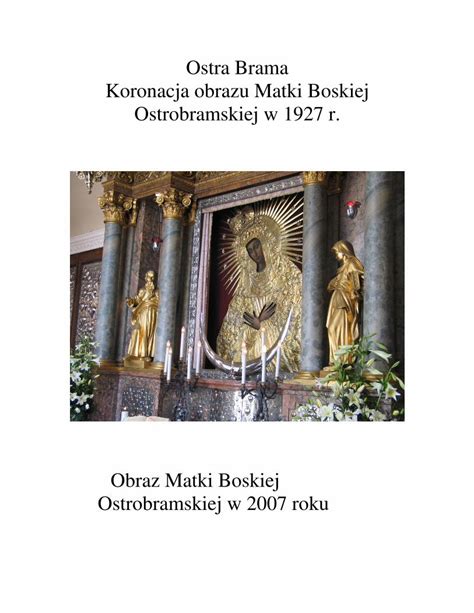 PDF Ostra Brama Koronacja Obrazu Matki Boskiej Ostrobramskiej