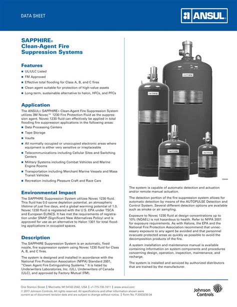 Pdf Sapphire Clean Agent Fire Suppression Systems · Clean Agent Fire