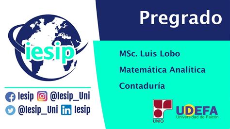 Pregrado Contadur A Matem Tica Financiera Msc Luis Lobo Youtube