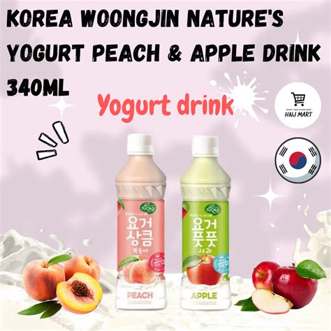 Korea Woongjin Natures Yogurt Peach And Apple Drink 340ml Yogurt Drink