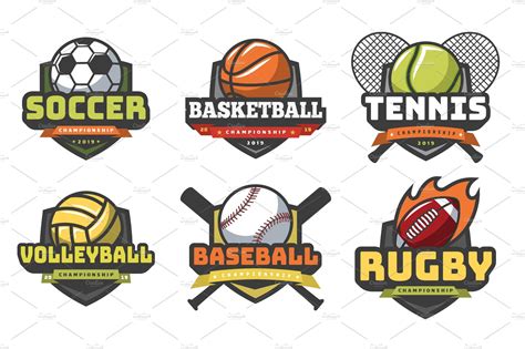 Sports Balls Logos Sport Logo Ball Education Illustrations