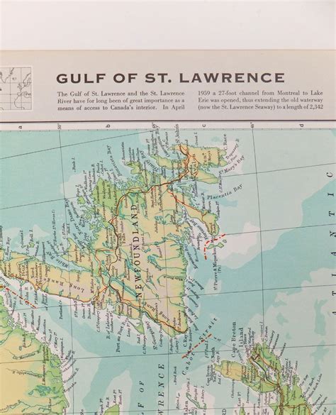 Vintage Gulf of St Lawrence map Large Map of the Gulf of St