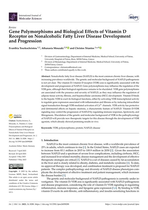 Pdf Gene Polymorphisms And Biological Effects Of Vitamin D Receptor On Nonalcoholic Fatty