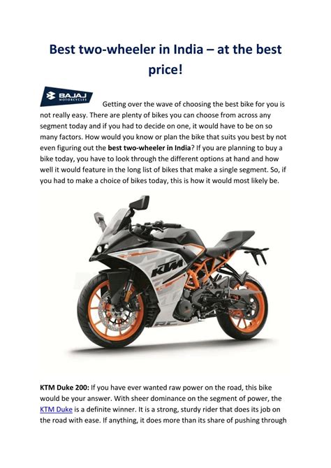 Ppt The Best Two Wheeler In India At The Best Price Powerpoint Presentation Id7459044