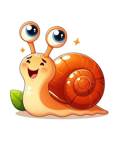 Una Caricatura De Un Caracol Feliz Sobre Un Fondo Blanco Vector Premium