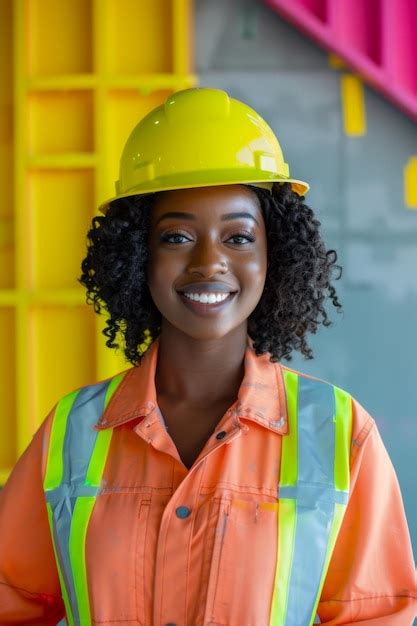 Portrait Of A Confident Female Construction Worker Wearing A Hard Hat