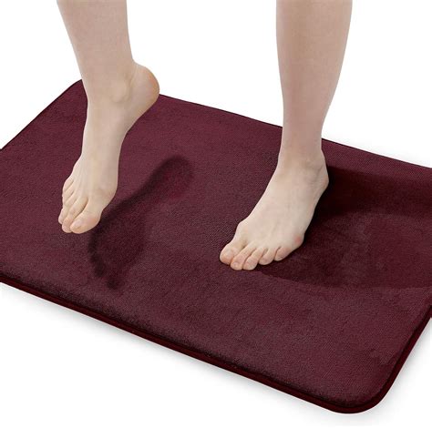 Walensee Extra Thick Memory Foam Bath Rug 20x32 Burgundy Nonslip