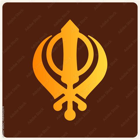 Khanda symbol. Religious symbol of Sikhism. Golden Khanda icon. Vector ...