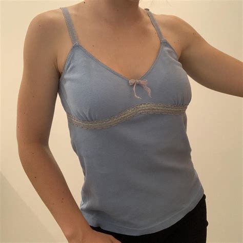 Womens Blue And Silver T Shirt Depop