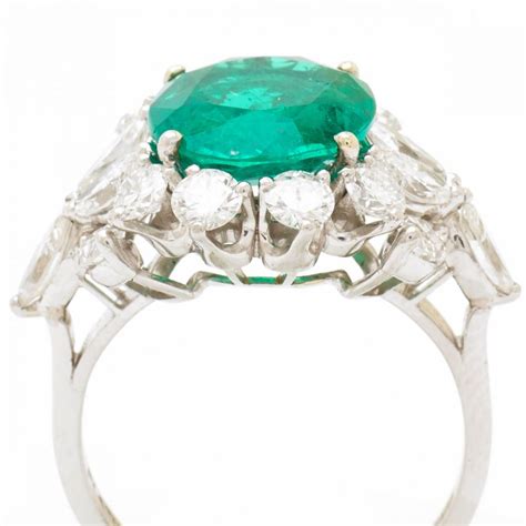 Birks 325 Carat Green Emerald And Diamond Platinum Ring Van Rijk