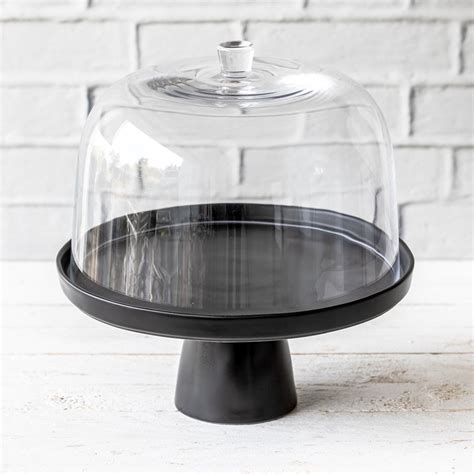 Tortenplatte Puro Medium In Schwarz Matt Mit Glashaube Cake Stands Bei