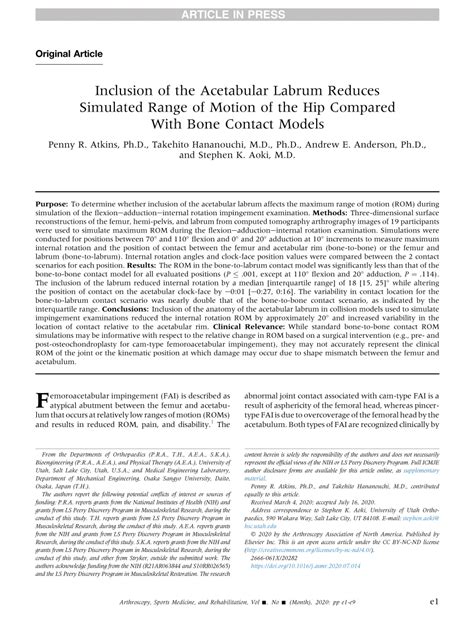 Pdf Inclusion Of The Acetabular Labrum Reduces Simulated Range Of