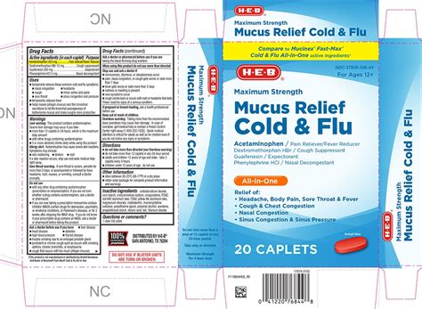 Mucus Relief Cold And Flu Acetaminophen Dextromethorphan Hydrobromide