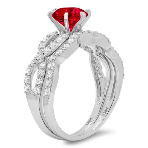 Clara Pucci K White Gold Round Cut Ct Simulated Ruby Engagement Ring