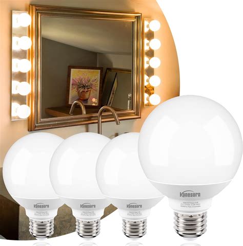 Honesorn Vanity Light Bulb 60 Watt Equivalent Globe Light Bulbs, 2700K ...