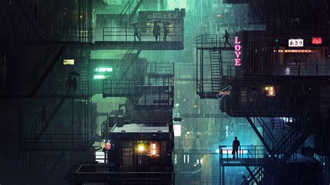 1920x1080 City Neon Rain 4k Laptop Full Hd 1080p Hd 4k Wallpapers