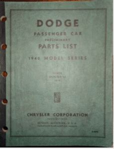 1940 Dodge Factory Parts Catalog, Vintage MOPAR parts - Andy Bernbaum ...