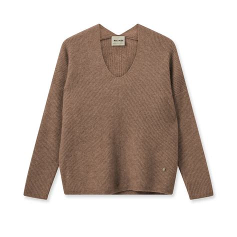 Mos Mosh Neule Thora V Neck Knit Cinnamon Swirl Putiikki Roosa