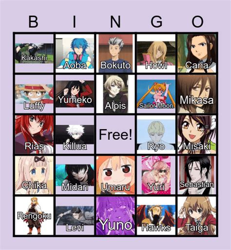 Anime Bingo Card