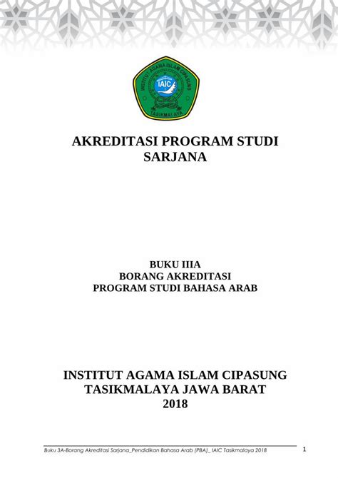 Pdf Akreditasi Program Studi Sarjanaprogram Studi Bahasa Arab