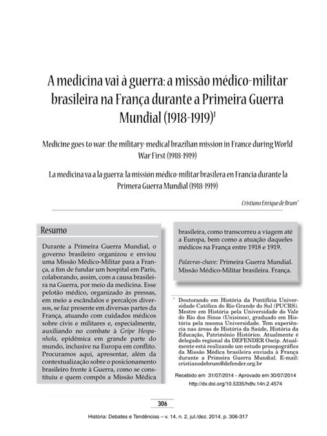 Pdf A Medicina Vai Guerra A Miss O M Dico Militar Brasileira Na