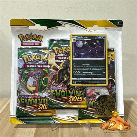 Pokemon TCG Evolving Skies 3 Pack Blister Umbreon Promo Hobbies Toys