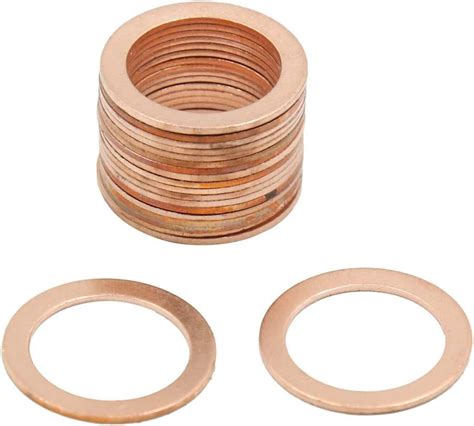 sourcing map 18mm Dia Interne rondelle cuivre étanchéité joint 20pcs