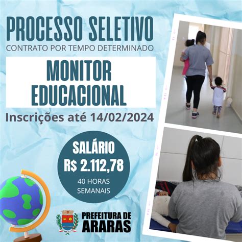 Município de Araras Processo seletivo para monitor educacional está