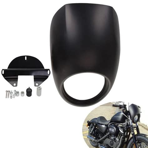 Moto Mat Noir Tête Lumière Carénage Phare Masque Visière Avant Pour