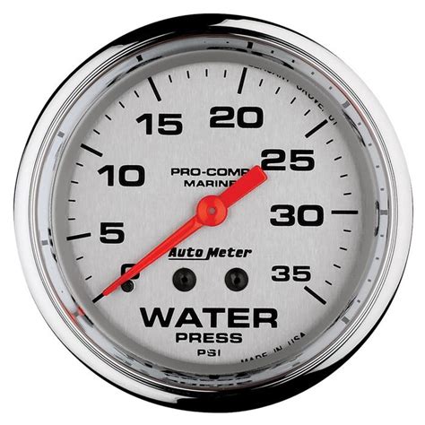 AutoMeter 2 5 8in 0 35 PSI Marine Chrome Mechanical Water Pressure Gauge