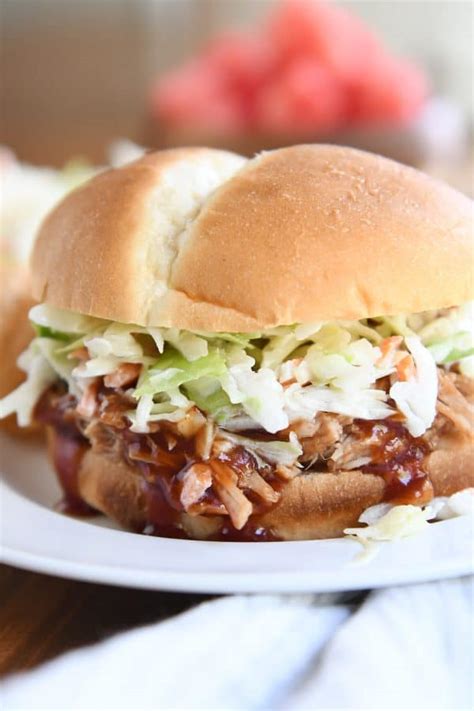 Bbq Pulled Pork Sandwiches Slow Cooker Mels Kitchen Cafe