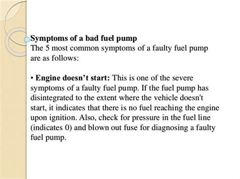 Signs Of A Bad Fuel Pump Symptoms