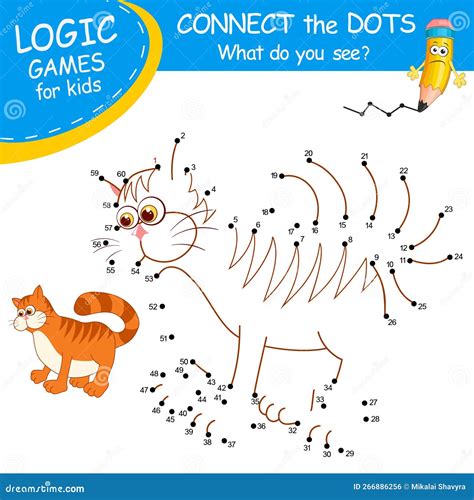 Connect The Dots By Numbers To Draw The Cat Dot To Dot Education Game