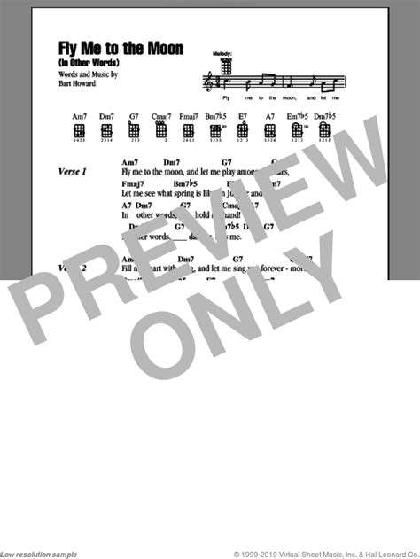 Bennett Fly Me To The Moon In Other Words Sheet Music For Ukulele Chords