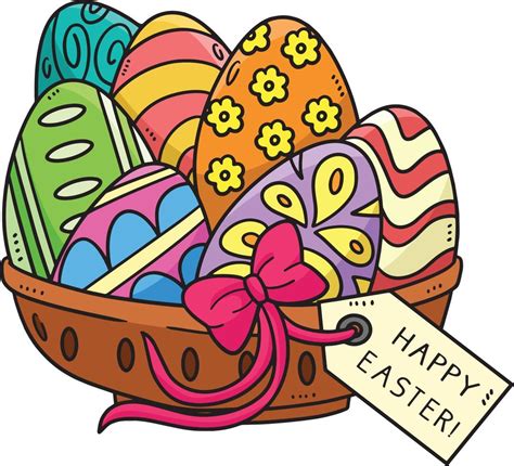 Happy Easter Egg Basket Cartoon Colored Clipart 14739778 Vector Art At