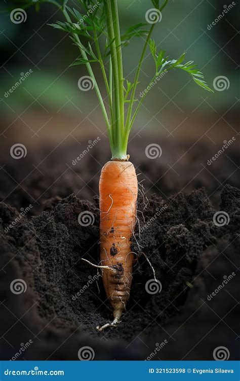 Carrot Growing In The Land Cross Section Plant Stock Illustration