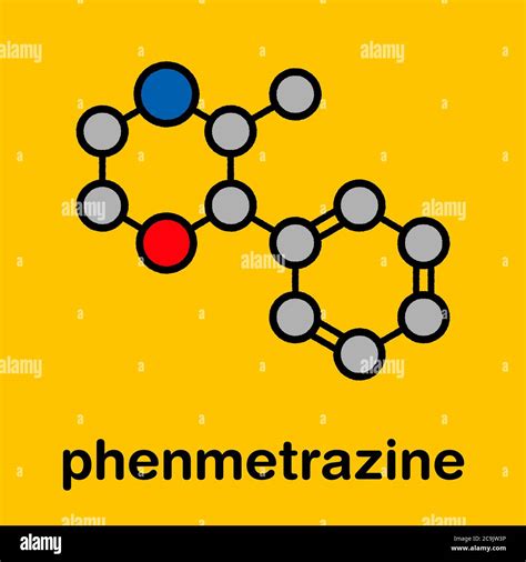 Phenmetrazine stimulant drug molecule (amphetamine class). Used as stimulant and appetite ...