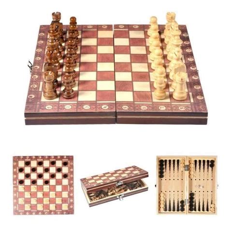 ME2586 Jeu d échecs Magnétique Échiquier Pliable Portable en Bois 3 en