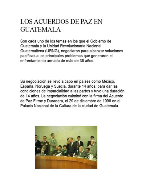 Los Acuerdo De Paz En Guatemala Y Su Proceso Historico Pdf