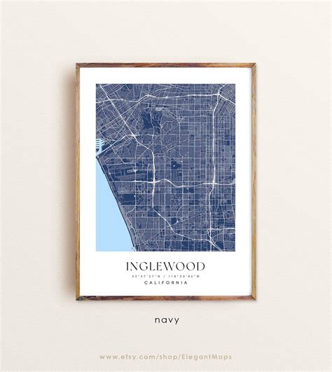 Inglewood California Map Inglewood CA Map Inglewood City - Etsy