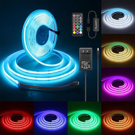 ALITOVE 12V RGB COB LED Strip Lights Kit 16 4FT 5M Dimmable Multicolor