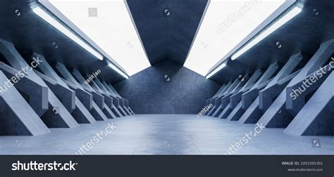 Concrete Sci Fi Corridor Concept Design Stock Illustration 2201505301 ...