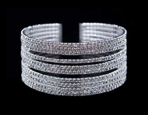 16725 10 Row Rhinestone Cuff Bracelet